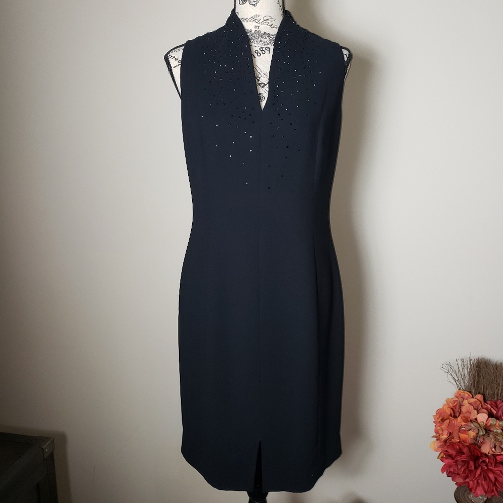 Jones NY Diamante Black Sheath Dress Size 6